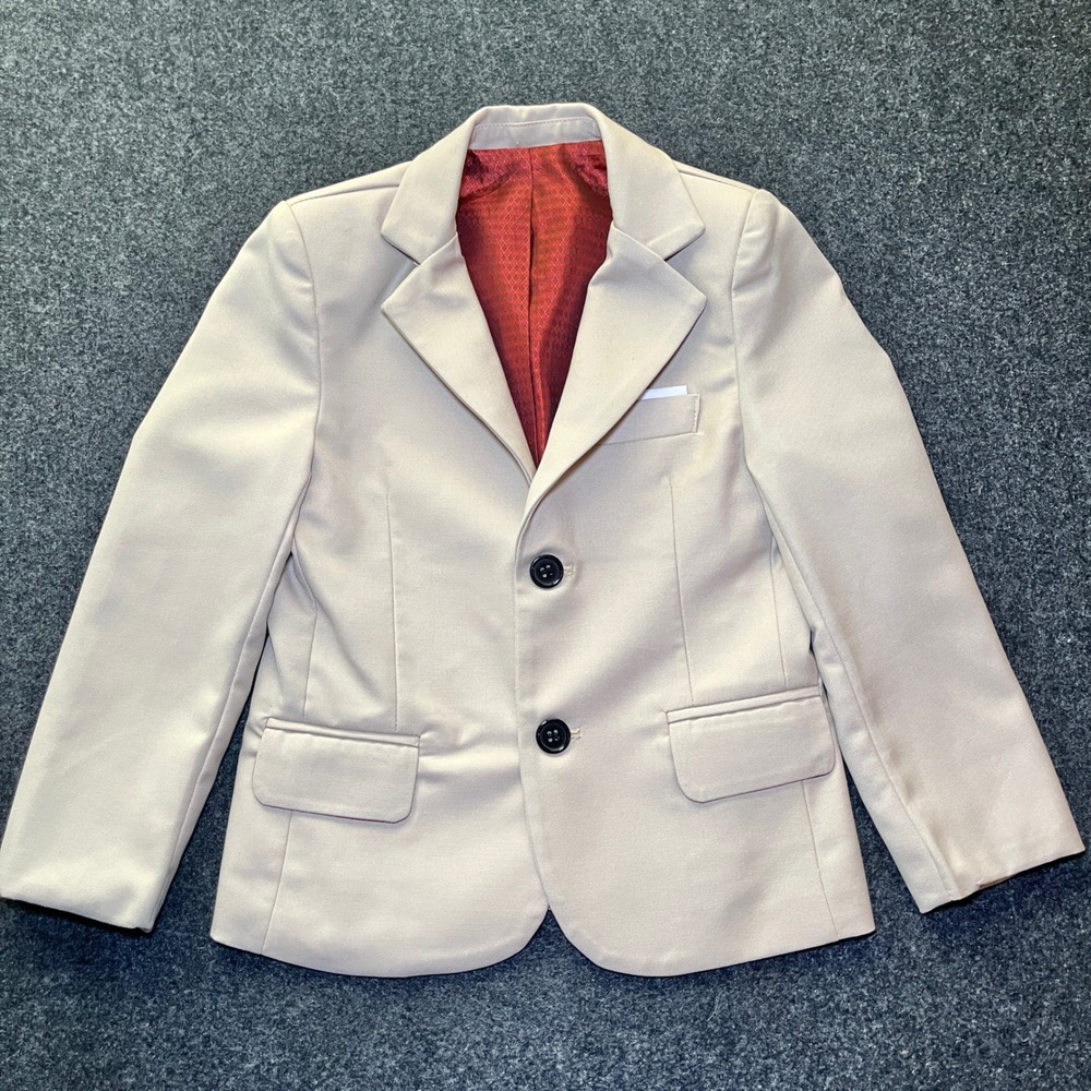 Mengfeiyuaner Blazer Kids Size 5 Tan Excellent Two Button‎ Formal Suit Jacket